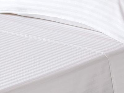 Royal Sateen 0.4 cm Stripe T-260 Fitted Sheets 78"x80"x15" - White